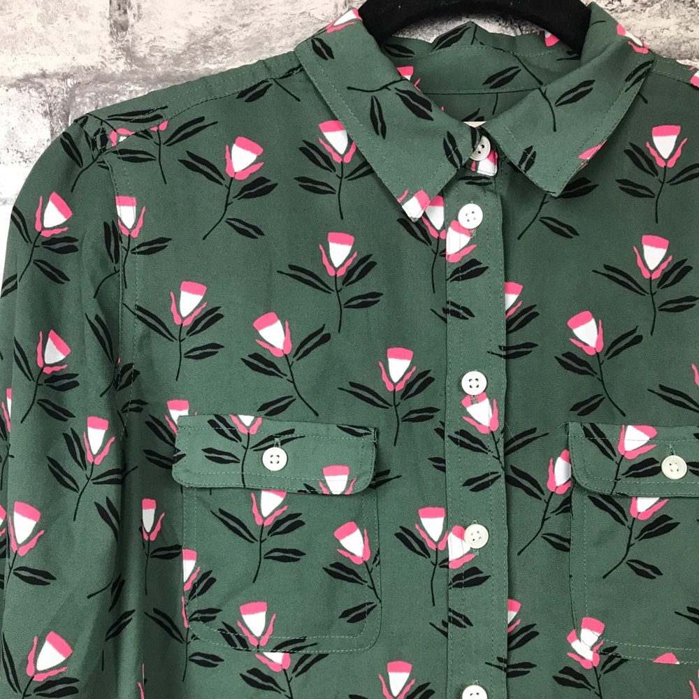 Loft Floral Pattern Button Down Blouse - image 3